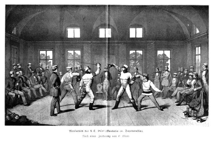 Mensurbild des S.-C. 1850 (Vandalia ca. Saxoborussia). < Hirschgasse < Mark Twain in Heidelberg